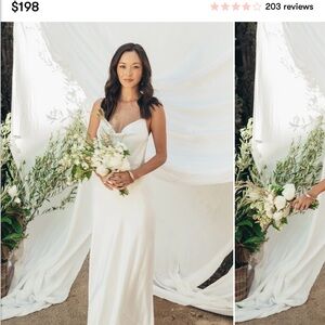 Tuscany Maxi Slip Dress Size S, Ivory Luxe Satin